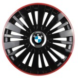 Cumpara ieftin Set 4 Capace Roti pentru BMW, model Falcon Black Cu Rama Rosie, R16, BMW