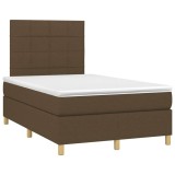 Cumpara ieftin Pat box spring cu saltea, maro inchis, 120x190 cm, textil