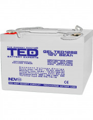 Acumulator 12V, TED Electric, GEL Deep Cycle Solar, Dimensiuni 259 x 168 x 211 mm, Baterie 12V 82Ah M6 foto