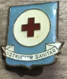 (N) Insigna [Colectie RSR] Insigna Crucea Rosie - Instructor Sanitar, Emailata