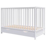 Cumpara ieftin Patut copii din lemn Hubners Dominic 120x60 cm alb cu sertar