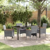 Cumpara ieftin Set de masă pentru grădină cu pernă 5 pcs Gri Rattan poli