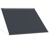 Outsunny Copertină cu Braț Pliabil, cu Deschidere Manuală, Copertină Basculantă cu Protecție UV30+, 150x120 cm, Gri &Icirc;nchis | Aosom Romania