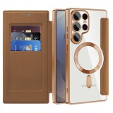 Husa MagSafe pentru Samsung Galaxy S25 Ultra S938, Techsuit, SmartMag Book, Maro