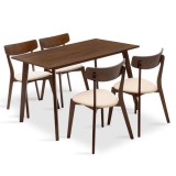 Cumpara ieftin Set Masa si Scaune Benson-Toto 5 Piese Nuc Inchis - Bej 120x75x75 cm