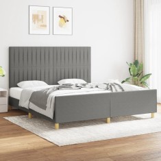 vidaXL Cadru de pat fără saltea, gri &icirc;nchis, 180x200 cm, textil