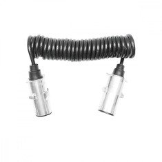Cablu spiral 2.6m cu 2 stechere tata din metal, 7 pini pentru priza auto remorca Breckner Germany