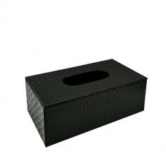 Cutie decorativa pentru servetele Noir, piele ecologica, negru, dimensiuni 24x13x8.5 cm foto