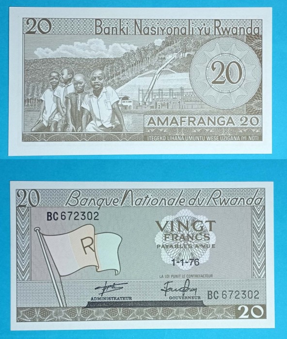 Rwanda (Ruanda) 20 Francs 1976 &quot;Copii Băştinaşi&quot; UNC BC672302 p6