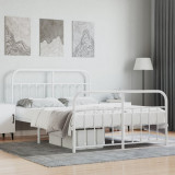 VidaXL Cadru de pat metalic cu tăblie de cap/picioare, alb, 140x190 cm