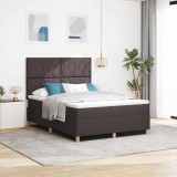 Cumpara ieftin Pat cu arcuri cu saltea Maro &icirc;nchis 140 x 190 cm țesătură