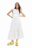 Desigual rochie culoarea alb, midi, dreaptă