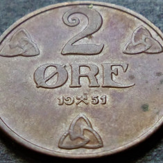 Moneda istorica 2 ORE - NORVEGIA, anul 1951 * cod 4884 = excelenta