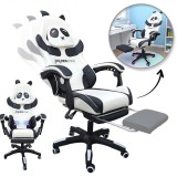 Scaun de birou de copii si adulti, model ursulet panda alb negru, max 150 kg, solid, cu suport picioare, JollyMag, KO34