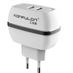 Incarcator la priza Konfulon C23 cu doua iesiri USB pentru iOS Android 2.4A