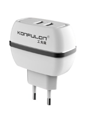 Incarcator la priza Konfulon C23 cu doua iesiri USB pentru iOS Android 2.4A foto