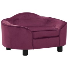 vidaXL Canapea pentru caini, vi?iniu, 67x47x36 cm, plu? foto