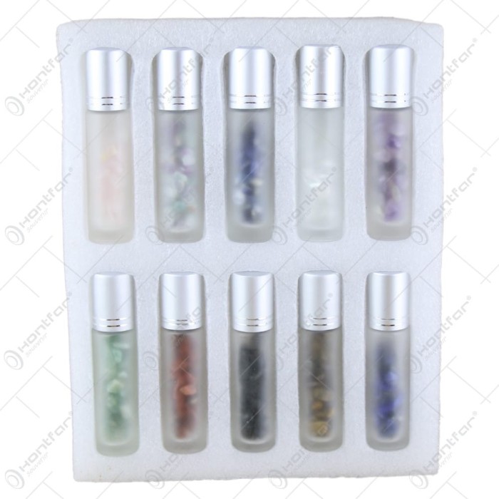 Set 10 recipiente roll-on 10 ml cu pietre semipretioase