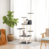 VidaXL Ansamblu de pisici, st&acirc;lpi din funie sisal, gri &icirc;nchis, 153 cm