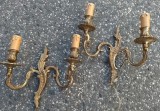 Pereche de aplice vechi in stilul Rococo din bronz masiv