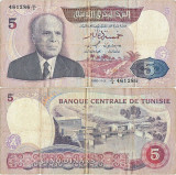 1983 ( 3 XI ), 5 dinars ( P-79 ) - Tunisia