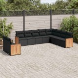 vidaXL Set canapele de grădină cu perne, 10 piese, negru, poliratan 3260193