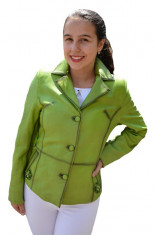 Jacheta scurta Jasmine pana in talie,piele naturala,nuanta de verde foto