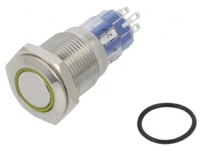 Comutator Anti-Vandalism DPDT 3A 250V IP67 ON-(ON) Ambră foto