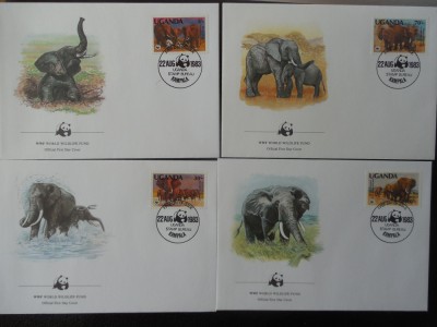 Uganda-WWF,FDC elefanti-set complet foto