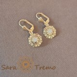 Cercei dantelati, fini si eleganti, cu cristal zirconia alb in centru