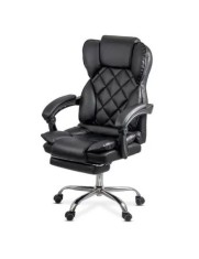 Scaun directorial OFF412, piele ecologica, mecanism asincron, robust, suport picioare retractabil, 120 kg