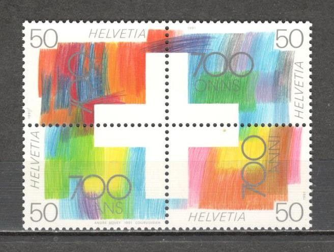 Elvetia.1991 700 ani Confederatia bloc 4 SH.143