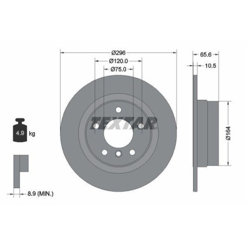 Set disc frana BMW 1 (E81) 09.06-09.12, 1 (E87) 02.03-01.13, 3 (E90) 02.04-02.12, 3 Coupe (E92) 01.05-12.13, Spate, 296X10,5mm, plin, TEXTAR