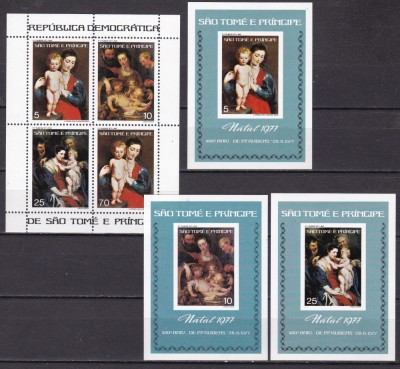 Sao Tome 1977 pictura Rubens 4 blocuri MI bl.3 -6 MNH foto