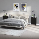VidaXL Noptiere, 2 buc, negru, 40x35x70 cm, lemn prelucrat