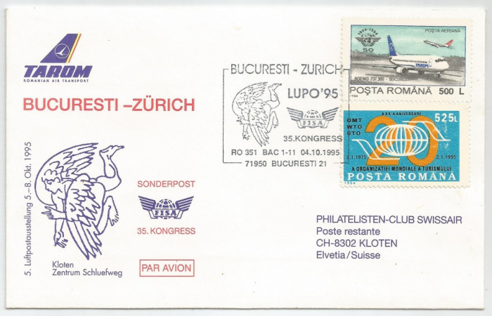 Rom&acirc;nia, zbor omagial TAROM, LUPO&#039;95