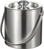 Frapiera Inox cu Capac si Cleste, Dublu Strat, 1.5L, Galeata Gheata Otel