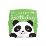 Balon Folie Patrat HAPPY BIRTHDAY Panda 45x45 cm