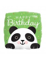 Balon Folie Patrat HAPPY BIRTHDAY Panda 45x45 cm