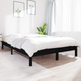 VidaXL Cadru de pat, negru, 120x190 cm, mic, dublu, lemn masiv de pin