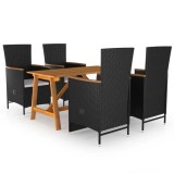 vidaXL Set de masă pentru grădină, 5 piese, negru 3068760