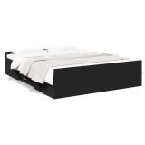 Cumpara ieftin Cadru pat cu sertare negru extralucios 150x200cm lemn prelucrat