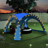 VidaXL Cort petrecere cu LED &amp; 4 pereți laterali albastru 3,6x3,6x2,3m