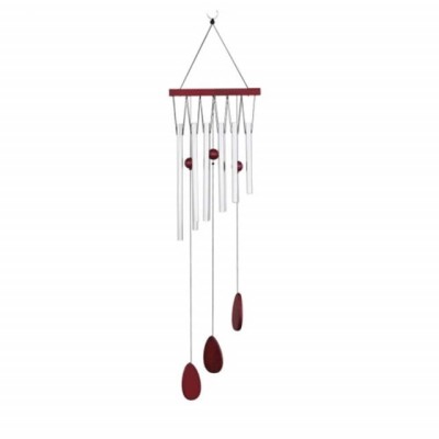 Clopotel de vant cu 12 tuburi sonore metalice argintii pentru casa sau gradina, model Feng-Shui foto