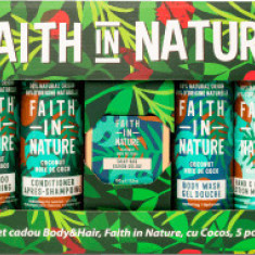 Faith in Nature Set cadou vegan îngrijire păr și corp cu ulei de cocos, 1 buc