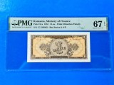 Bancnotă gradată 1leu serie rosie din 1952 PMG67EPQ