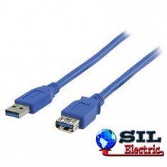 Cablu prelungitor USB A 3.0 tata- USB A 2.00 m albastru foto