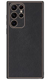 Husa eleganta din piele ecologica pentru Samsung Galaxy S23 Ultra cu accente aurii, Negru, Oem