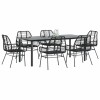 Gossi set de sufragerie de gradina 7 piese sticla neagra polirattan