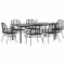 Gossi set de sufragerie de gradina 7 piese sticla neagra polirattan